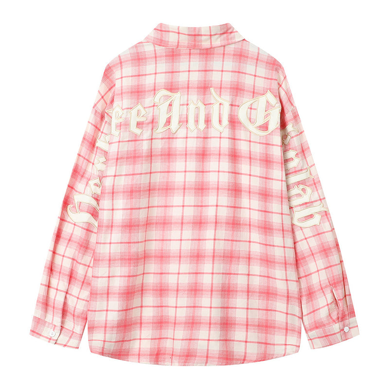 Men Long Sleeve T Shirt Men's Loose Spring and Autumn Embroidered Letter Lapel Shirt Coat