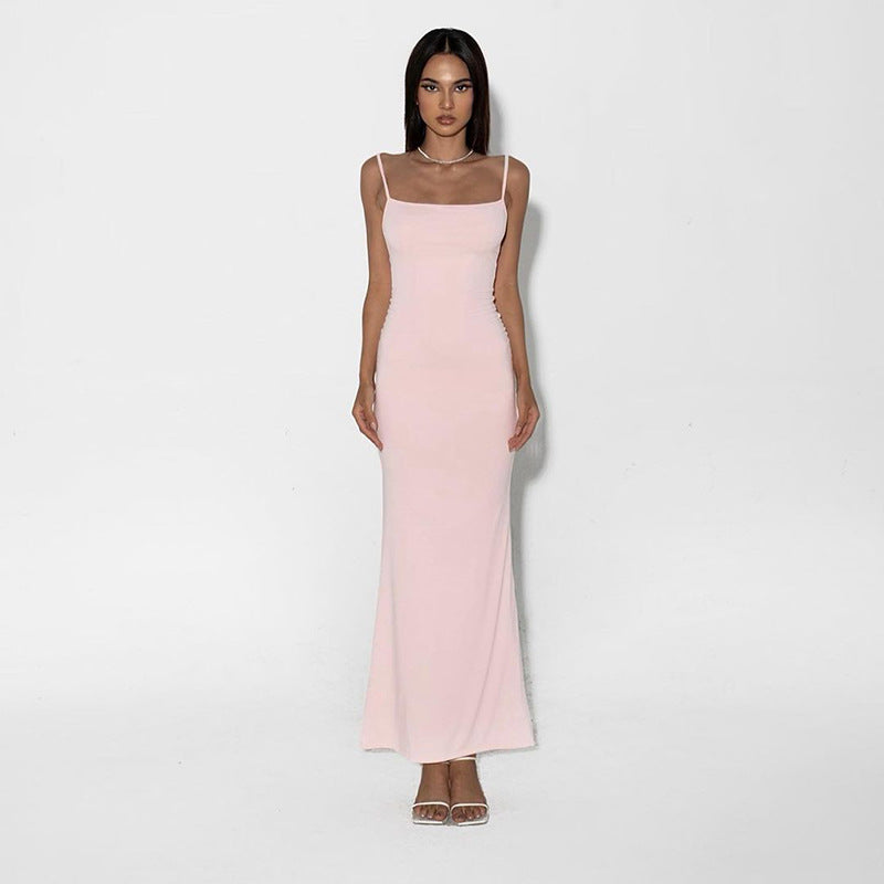 Women Dresses Casual Beauty Back Sling Dress Midi Dress