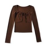 Women T-Shirt Spring and Autumn round Neck Slim-Fit Long-Sleeved T-shirt for Women