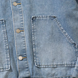 Men Denim Jacket Washed and Worn Denim Jacket Men Vibe Casual Denim Baggy Coat