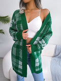 Plaid Trench Coat Ins Style Autumn and Winter Plaid Casual Cardigan Sweater Coat