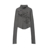 Women Long Sleeve T-Shirt Long Sleeve T-shirt Girls Spring and Autumn Printed Short