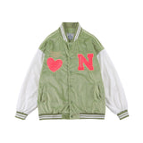 Varsity Jacket Vintage Men's Autumn and Winter Avocado Green Baseball Jacket