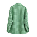 Women T-shirt Autumn and Winter Leisure Loose Small Plaid Mid-Length Shirt