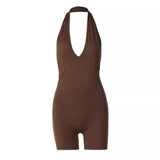 Women Jumpsuit Summer Fashion Sexy Backless Pleated Halter Jumpsuit