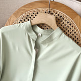 Women T-shirt Lightly Mature Curling V-neck Shirt