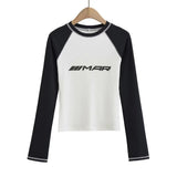 Women T-Shirt Long Sleeve T-shirt Women Slim Fit Slimming Short Top