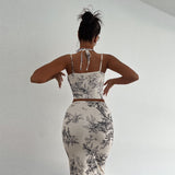 Women Co-Ord Set Skirt Two-Piece Retro Printed Fashion