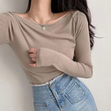 Women's Long Sleeve Shirt Autumn round Neck Top