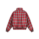 Unisex Jacket Women's Winter Red Plaid Stand Collar Two-Sided Clothing
