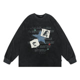 Men Hoodie Letter Print Patch Decoration round Neck Sweater