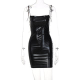 Women Dresses Sheath Sexy Suspender Hip Skirt Backless Pu Skirt