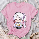 Frieren Graphic Print T-Shirt Women Casual Round