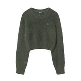 Women Sweater Short Sweater Girls' Autumn Solid Color Long Sleeve Sweater