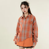 Women's Long Sleeve Shirt Plaid Butterfly Long Sleeve Shirt Women's Autumn Loose Button Cardigan Shirt