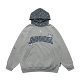 Men Fleece Lined Hoodie Cowboy Patchwork Hoodie Male Letter Five-Pointed Star Hat Loose