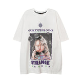 Men T Shirt Vintage Portrait Printing Printed Short Sleeve T-shirt for Men and Women Couple