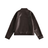 Unisex Jacket Autumn Striped Leather Coat Motorcycle Jacket Women