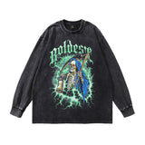 Men Long Sleeve Shirt Distressed Bottoming Long Sleeve T-shirt Men and Women Vintage
