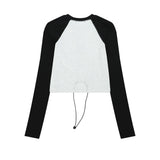 Women Long Sleeve T-Shirt Printed Long Sleeve T-shirt Girls Fall Color-Blocking Top