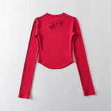 Women T-Shirt Long-Sleeved T-shirt Bottoming Shirt Short Top