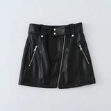 Women Skirt Autumn Zipper Skirt Skirt PU Leather Skirt Women