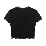 Women T-shirt Short-Sleeved T-shirt Summer Girls' Printed round Neck