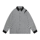 Men Long Sleeved T Shirt Contrast Color Long Sleeves Shirt Spring and Autumn High Street Loose Turn Button Shirt