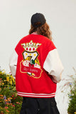 Unisex Jacket Autumn Contrast Color Poker Coat Women's Clothing