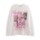 Men Long Sleeve Shirt Graffiti Long Sleeve Bottoming T-shirt Men and Women Idle Style Loose Top