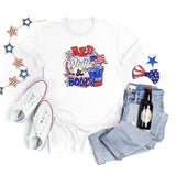 National Flag Day T Shirts Summer round Neck T-shirt Women's Short Sleeve Independence Day Women