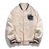 Varsity Jacket Vintage Baseball Uniform Men's Autumn and Winter PU Leather Stitching Embroidery Couple Wear