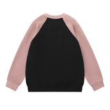 Men Hoodie Raglan Sleeve Crew Neck Pullover Sweatshirt Stitching Five-Pointed Star Printed Spring and Autumn Loose Top
