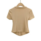 Women T-Shirt Summer Women's Retro Tight Short Short Sleeve T-shirt
