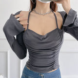 Women T-Shirt Long Sleeve T-shirt Short Design Bottoming Shirt Top