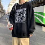 Men Hoodie Spring and Autumn Sweater Men's Hong Kong Style Loose Creative Cartoon Ins Printing