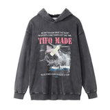 Men Hoodie Washed Vintage Printed Hoodie Men
