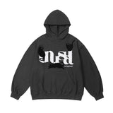 Men Hoodie Flocking Embroidered Cat Letter Hooded Sweater