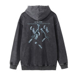 Men Hoodie Print Washed and Worn Hooded Pullover Men's Casual