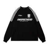 Men Long Sleeve Shirt Retro Long Sleeve T-shirt Men and Women College Style Retro Sports