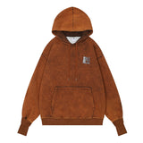 Men Hoodie Distressed Washed Hooded Sweater