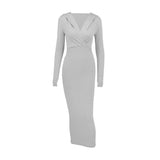 Women Dresses Women Sexy Long Sleeve Narrow Long Dress Casual Slim-Fit Hood