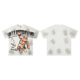 Valley t-shirt men's short-sleeved street printing hot diamond washed cotton