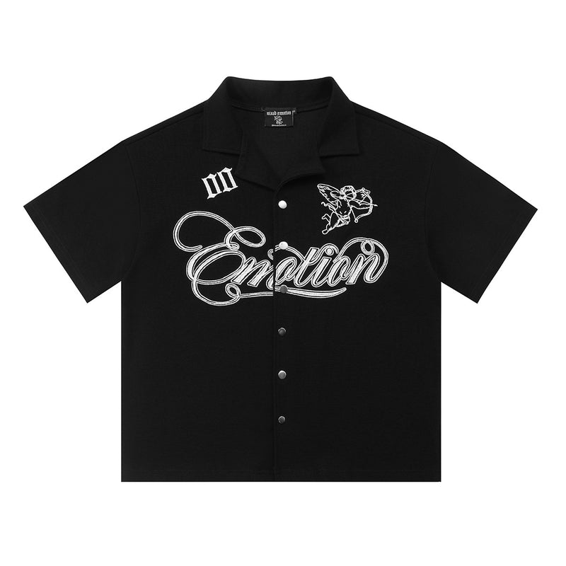 Mixed Emotion T-Shirt Embroidered Lapel Short Sleeve Shorts