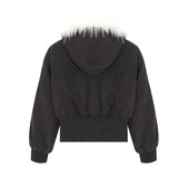 Unisex Down Jacket Winter Fur Collar Corduroy Short Jacket