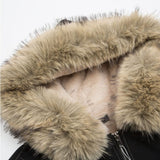 Unisex Down Jacket Men's and Women's Winter Fur Collar Hooded Padded Jacket