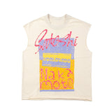 Hip hop tank top american high street abstract oil painting printing vest vest summertops sleeveless undershirt