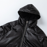 Unisex Down Jacket Men's Winter Thickened Leather Hooded Cotton Jacket