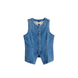 Women's sleeveless denim vest - summer european & american style, slim fit, cross-border e-commerce, round neck tank top