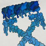 Off OW White Hoodie Blue dissolving water droplets